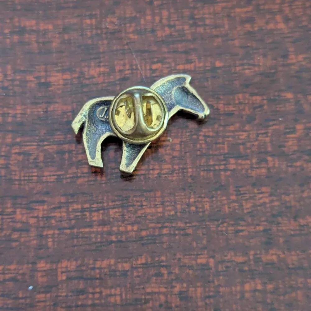 JJ‎ Jonette Zebra Pin Brooch Vintage Bronze Gold Tone Animal Tie Tack Lapel
